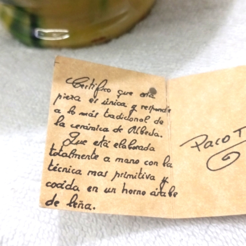 PACO TITO UBEDA Pitcher/VASE Signed with paper. 11.5" - Picture 8 of 8